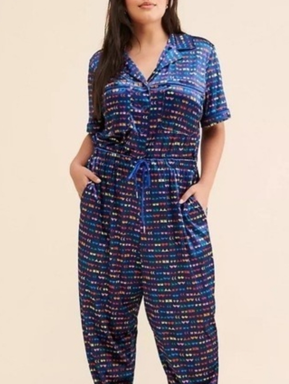 Anthropologie x Rachel Antonoff Jewel Velour Jumpsuit One Piece Sz Large